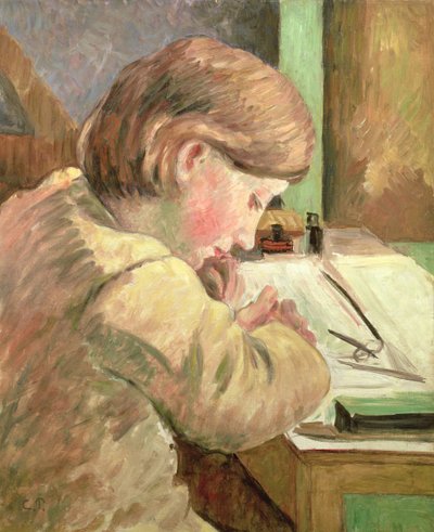 Paul schreibt, ca. 1894 von Camille Jacob Pissarro